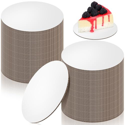 Newtay 100 Pcs 5 Inch Cake Board Round Mini Cardboard Cake Circle Boards Grease Proof Tray Base for Baking Pastry(White)