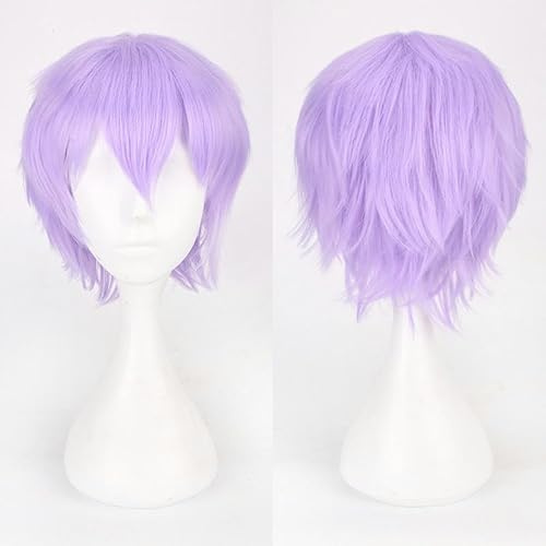 Parrucca Cos Capelli Corti 30 Cm Parrucca Cosplay Colore Viola Chiaro