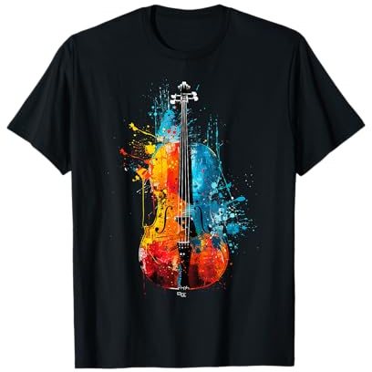 Violoncelle artistique colorée Pop Art peinte T-Shirt