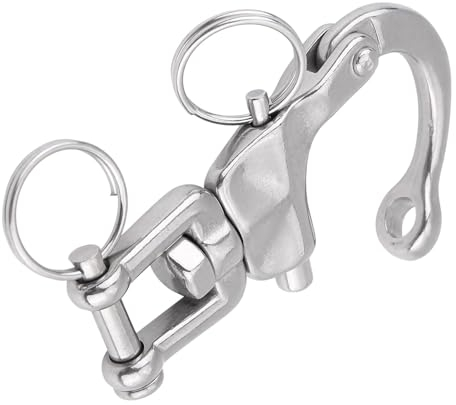 Swivel Eye Snap Shackle, Stainless Steel Pair Jaw Swivel Snap Shackle Shackle Swivel Sailing Rigging Quick Release Snap Hook(70mm)