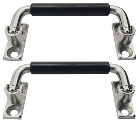 YTKNUT 304 Edelstahl, faltbar, für Schrank, Schublade, 90 Grad, klappbarer Ziehgriff mit Gummi, 10 cm Lochmittellänge,2 Packung