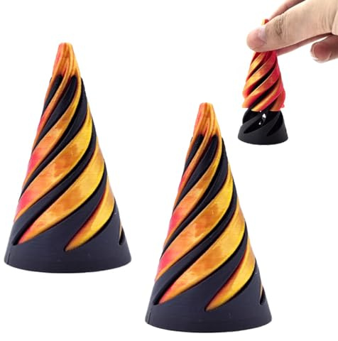 XPEX 2 Stück Unmögliche Fidget Spielzeug Unmögliches Kegel Zappelspielzeug 3D Gedrucktes Spiralkegel Spielzeug Passthrough Pyramidenskulptur Zappelspielzeug (Pyramide)