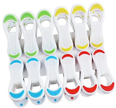 Parliky 12pcs Plastic Clothespins Non-Slip Laundry Clips for Socks Diapers Towels Ideal for Travel