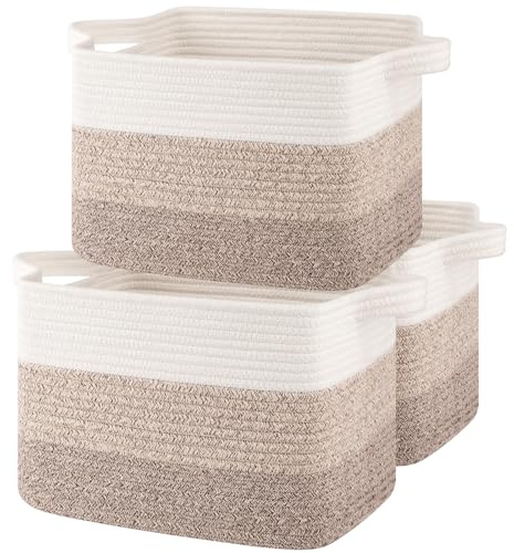 OIASKET Storage Baskets for Organizing, Woven Baskets for Shelves, Rectangle Decorative Organizer for Storage Clothes, Toy, Books, Towels Nursery Bins 3 Pack (Gradient Yellow, 13x9.85x8.7)