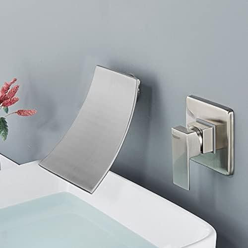 QTYQWC Chrom Wasserfall Waschtischarmaturen Wandmontage Wasserfall Wasserhahn Einhebelmischer Bad Wasserfall Waschtischarmatur