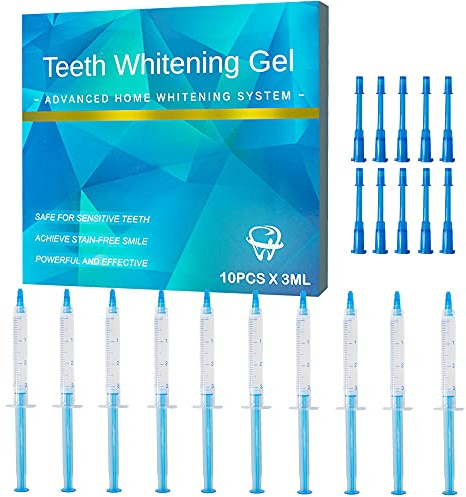10 Pcs 3ml Teeth Whitening Gel Refills Bleaching Gel, Tooth Whitener Gel Kit for Home Use, Works with Teeth Whitening LED Light and Tray