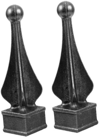 Artibetter 2pcs Cast Iron Fence Finials Pointed Fence Topper Outdoor Decorative Accessories European Style Welding Components