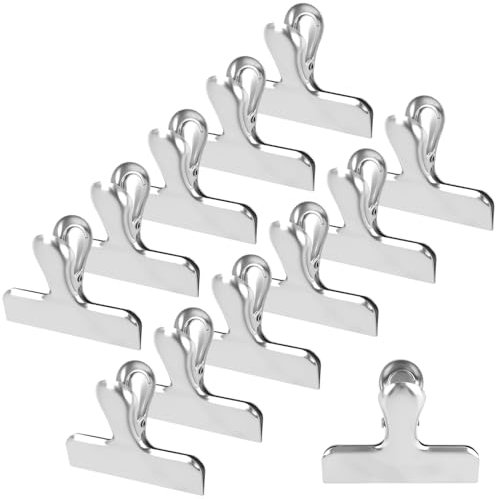 Muyohix Pinzas Bolsas Alimentos Acero Inoxidable, 12PCS Pinzas para Cerrar Bolsas Riutilizzabili, Clip para Bolsas de Alimentos, para Bolsas, Etiquetas, Fotos, Tiendas, Cocina y Oficina (77 mm)