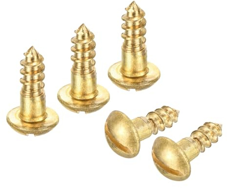 sourcing map Lot de 100 vis à bois M4 x 12 mm à tête ronde fendue en cuivre auto-taraudeuse pour le bricolage du bois domestique Industrie
