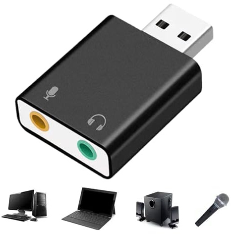 Adaptateur USB AUX | Adaptateur Audio Double Jack | Carte Son USB Externe avec Prise 3,5 Mm | Branchez Et Jouez Une Carte pour Les Ordinateurs Portables Et Les Ordinateurs De Bureau, Améliore