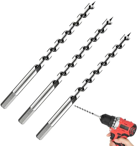 3PCS 10mm Wood Drill Bit 235mm Long Wood Drill Bit Hex Shank for Woodws orking, Woods Drills Bits for Soft & Hard Woods, Plastic, Drywall(10mm x 235mm)