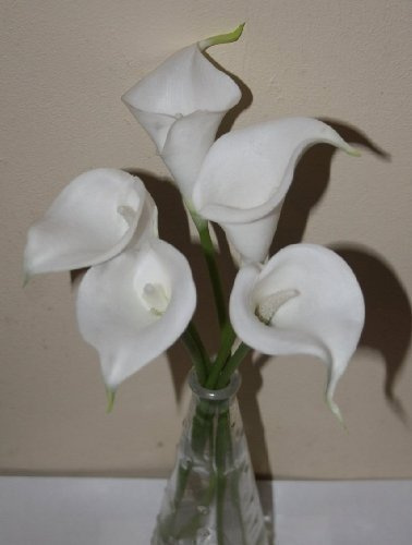 WHITE 5x real touch artificial flower calla lilies ideal for weddings / bouquet