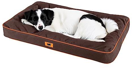 FERPLAST Panier Chien Chat - Coussin Orthopédique Chien - Lavable en Machine - Tapis Chien - Lit Chat Chien - Imperméable & Anti-Rayures - Rembourrage Amovible - Polo, 95 x 60 xh 8 CM, MARRON