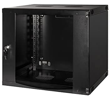 LogiLink Professional 19 tums vägghus med 9 HE (höjdenhet), glasdörr med cylinderlås, platt förpackning, färg: svart