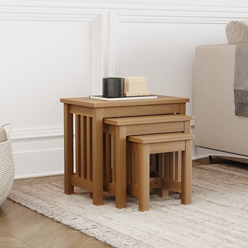 Vida Designs Ashton Nest of Tables, Wood, Ash