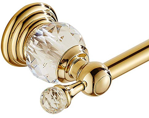 WINCASE Gold Towel Bar, Adjustable Crystal Towel Holder, Golden Finished Bathroom Single Towel Racks Rail Wall Mounted