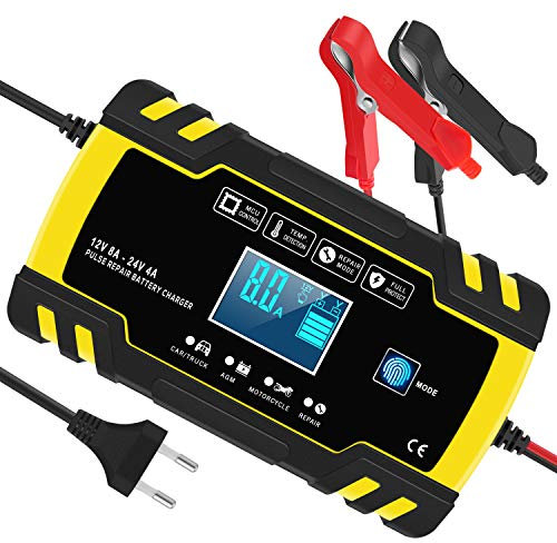 InThoor Chargeur de Batterie Intelligent 12V/24V 8A, 3 Étapes de Chargeur Batterie Mainteneur et Automatique Réparation Fonction pour Voiture Moto Camion, AGM, Gel, Wet, SLA(6-150AH)