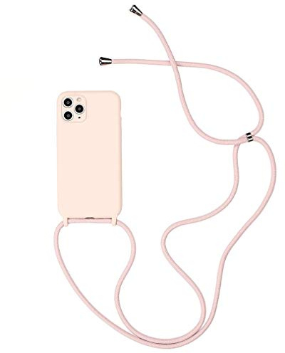 Alihtte Coque pour iPhone 11 avec Cordon de Collier Case Cuir Rose | Souple Silicone TPU Bumper Etui Housse, avec Cordon, Réglable Lanyard, Mince, Antichoc, Anti-Chute Collier Cover, Bandoulière