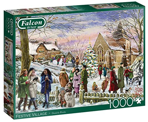 Jumbo, Falcon de luxe - Festive Village, Christmas Jigsaws, 1000 Pieces for Adults