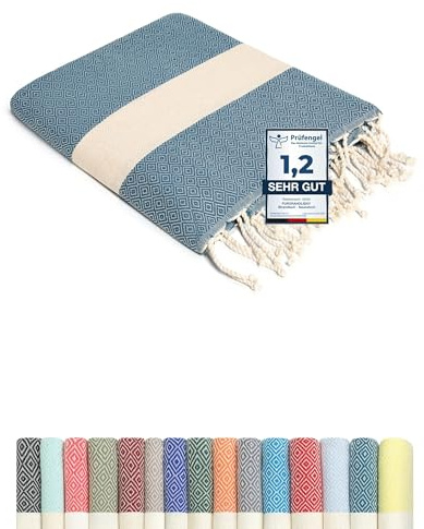 Flora Furora Serviette de Plage XXL 100 x 200 cm - Coton - Fouta Plage | Drap de Plage Grande Taille + Compact | Hammam Sauna, Pique-Nique Tapis de Plage Accessoire, Serviette Plage Femme Homme Ado