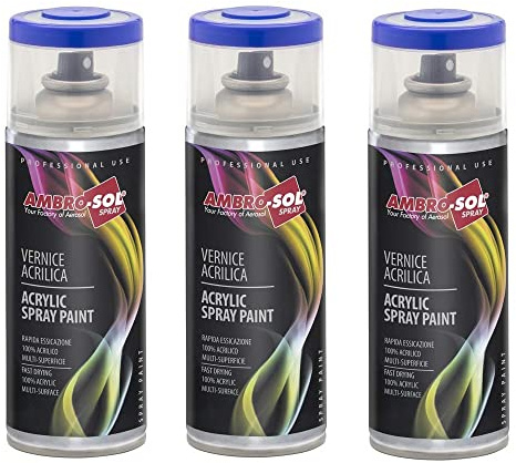 VIRSUS 3 Bombolette Spray di Smalto Acrilico Multiuso da 400ml, Vernice Brillante per interni ed esterni, smalto permanente per superfici in legno, metallo, vetro (Trasparente Opaco) - F