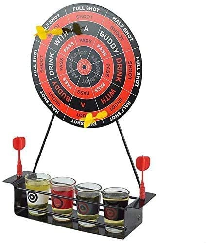 Uteruik Dricksspel dart shot partyspel roulette bar spel med 4 glaskoppar och 1 målställ