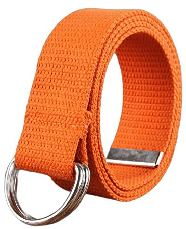 XYFCJK 2 Stück Doppelringschnalle Gürtel - 18 Farben All-Match Canvas Herren Damen Jeans Dekorativer Bund, Hip Hop Fashion Street Style Military Stoffgürtel,Orange,120Cm(47.2Inch)