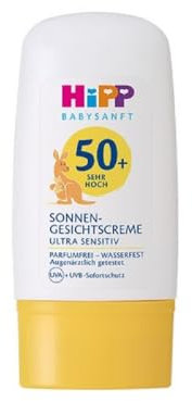 HiPP Babysanft Sonnen Gesichtscreme LSF (SPF) 50+, parfumfrei & wasserfest, ideal für sensible Baby- und Kinderhaut, 30ml