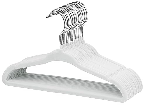 ManGotree Lot de 15 Cintres Antidérapants en Velours pour Bébé Blanc | Cintres Ultra-fins pour bébés, cintres en feutre pour tout-petits avec crochet pivotant à 360 ° pour vêtements d'enfants