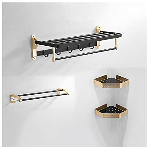 TOMYEUS Badregal Duschregal Badezimmerregal, Rack Handtuch Aluminium Eckkorb Badezimmer Produkte Luxus Kosmetik Aufbewahrung Badezimmerregal Badezimmer Zubehör 4 Set Badezimmerregale