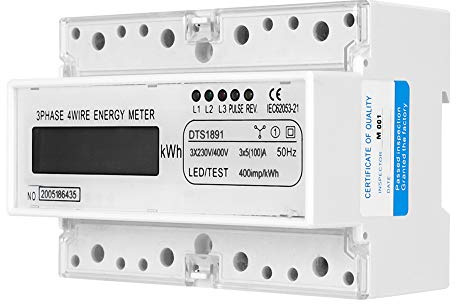 DTS1891 Compteur électrique LCD numérique 230V/400V Compteur triphasé 4 fils 7P Kilowattheure Compteur 5 (100) A Compteur de consommation électrique Moniteur d'utilisation d'électricité