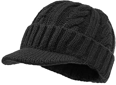 CLAPE Beanie Mütze mit Schirm Winter Strickmütze Herren Damen Elastisch | Warme,Weich,Leicht,Short Brim,Unisex Wintermütze für Alltag,Freizeit,Reisen,Ski