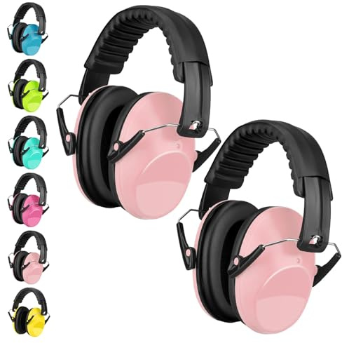 Casco antirumore per bambini, confezione da 2, SNR 26 dB, anti-rumore, per bambini da 3 a 16 anni, per bambini, studente, cuffie con cancellazione del rumore, facilmente regolabile, pieghevole, per