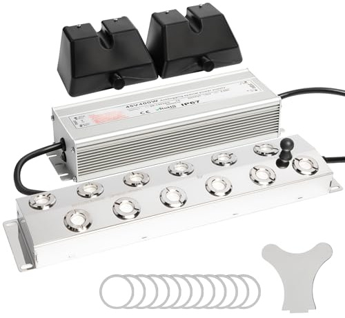Toriexon Upgrade Ultrasonic Fogger 12 Head, Ultrasonic Mist Maker w/Float, 9000ml/H Mist Maker Fogger w/ 400W Waterproof Power Supply, Perfect for Pond, Greenhouse, Rockery, Halloween Decoration