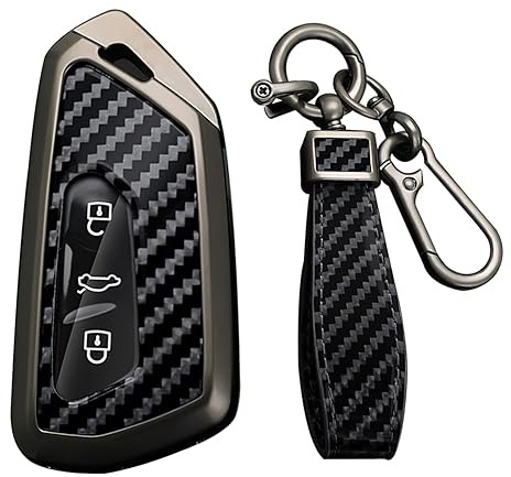 KUNIO Schlüsselhülle Passt für VW Golf 8 GTE GTI ID.3 ID.4 GTX Passt für Seat Leon MK4 Cupra Formentor Passt für Skoda Octavia Enyaq Metall Schlüsselcover Schlüsselanhänger