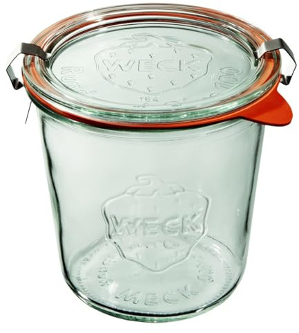 Weck Mold 580 ml 6-teiliges Glas mit Deckel, Dichtung und 2 Verschlüssen | Zur Konservierung, Säften, luftdichten Aufbewahrung von trockenen Zutaten