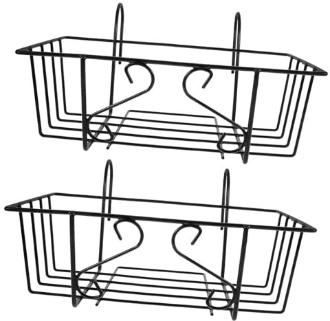 Sosoport Support de Pots de Fleurs Suspendu en Fer Noir 2 Pièces, Capacité Renforcée, Pratique pour Balcon et Maison, Longueur 35cm