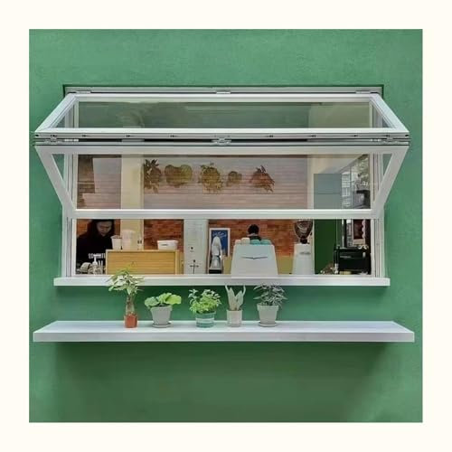 LVLDAWA Kellerfenster, Horizontale Schiebefenster Mit Stützstangen Fenster Für Verkaufsautomaten Und Foodtrucks Mit Gehärtetem Glas Für Geschäftsküchen(50x100cm)