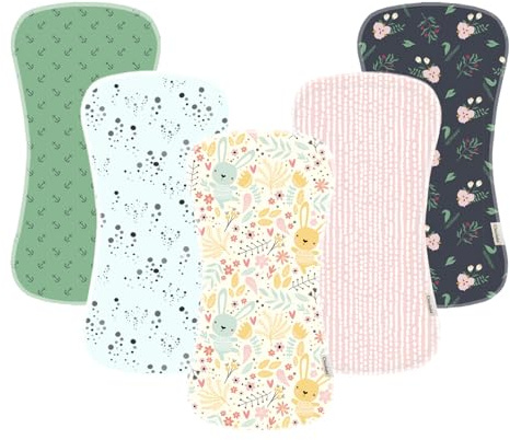 Sinhaklóho 5er-Pack Bio Spucktücher 100% Baumwolle 47x22cm – Ultraweich, Super Absorbierend, Sanft zur Haut – Perfekt für Neugeborene, Ankertraum-Design