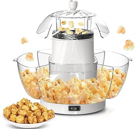 Popcorn Machine, Electric Hot Air Popcorn Maker with Hot Air Circulation, One Touch Popper with 4 Boxes, Fat Oil Free Snacks for Kids, Makes Hot, Healthy and Fat-free Theater Style Popcorn Anytime