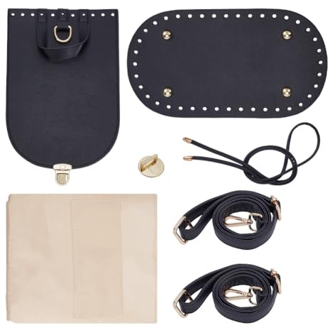 nbeads PU-Ledertaschen DIY-Set, Umhängetasche Herstellung Set DIY Handgemachte Tasche Nähen Zubehör Leder Tasche Kit für DIY Geldbeutel Umhängetasche Genäht Craft Making, Schwarz