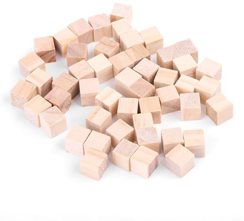 ZJchao Blocs Carrés en Bois Naturel, Cubes Artisanaux, Jouet de Décoration de Maison pour Enfants, Bricolage (25 mm (10 pièces))
