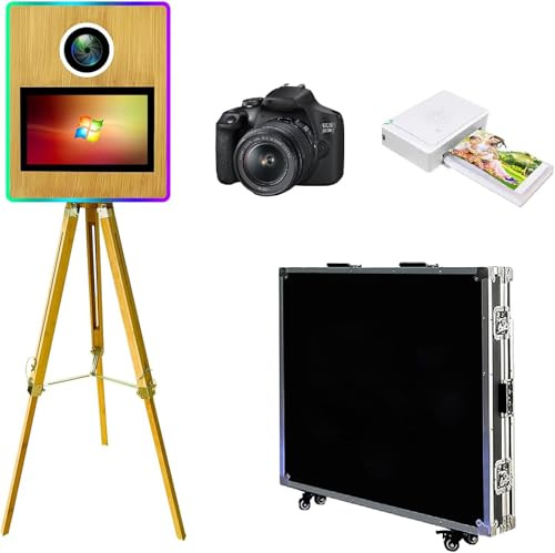 WideMeet Cabine photo portable avec écran tactile de 15,6 pour selfie, appareil photo reflex numérique pour mariages, fêtes, événements (ensemble complet)