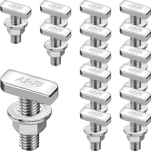 Viti a testa martello, M8 x 25, in acciaio inox A2-70, con dadi flangiati, 15 pezzi per guide di montaggio solare PV, serra e montaggio fotovoltaico, eccellente resistenza alla ruggine e alla
