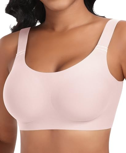 Nahtloser BH Damen Ohne Bügel Glatt Komfort Vollschalen Gepolstert Bustier Weicher BH Bequemer T-Shirt Soft BH Bra Bralette