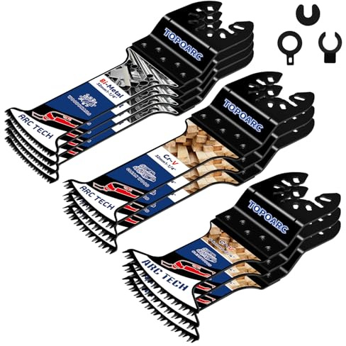 TOPOARC 10 PCS Oscillating Saw Blades Professional Japanese Teeth Multitool Blades for Wood Plastics Metal, Multi Tool Blades Kits Compatible with Dewalt, Milwaukee, Ryobi, Rockwell, Bosch