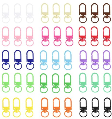 TIESOME 45 cierres de pinza de langosta de metal pequeños coloridos, pequeños ganchos giratorios para llavero, accesorios de bricolaje para llaveros, fabricación de joyas, conectores, bolsas