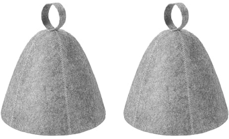 2Pcs Sauna Hat,Ergonomi Felted Sauna Cap for Women and Men,Wool Felt Sauna Hat Comfortable Sauna Hats for Natural Felt Bathroom Saunas Steam Room Essential Parts Accessories