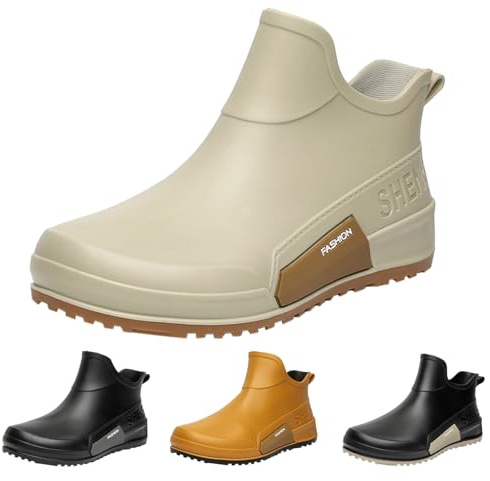 Botas Wellington para mujeres y hombres, botines cortos de tobillo para damas, botas de agua cortas estilo Chelsea, impermeables, botas de lluvia de pantorrilla más ancha, cómodas, antideslizantes