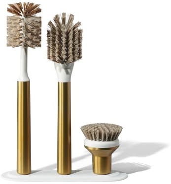 Curio Home Goods Stainless Steel Magnetic Ionic Brush Set with Replaceable Heads Brass/Gold